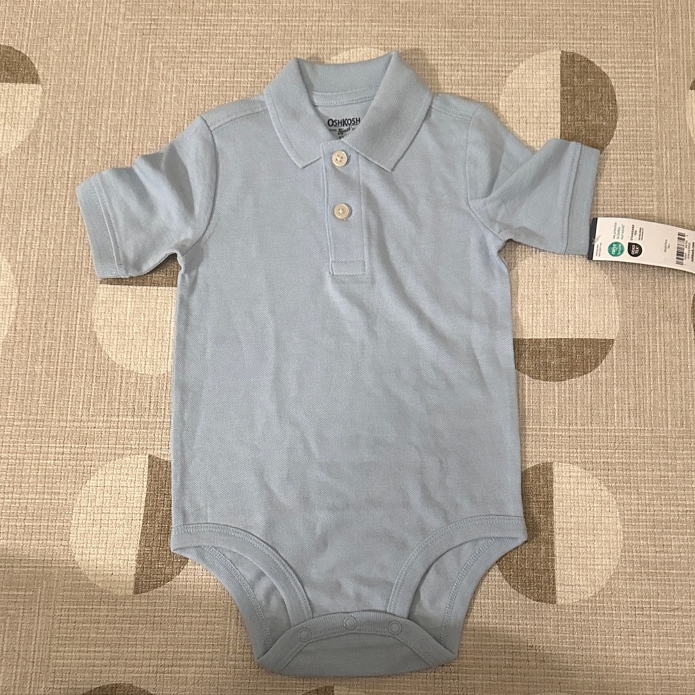 NWT- OshKosh Bgosh Baby Blue Polo Onesie